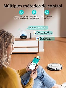 Airzeen Robot Aspirador y Fregasuelos 4000pa Potencia succión,150 Minutos Carga automática,Silencioso,detección de obstáculos,7.8cm,WiFi/App/Alexa, Apto para pelos de Mascotas y Suelos Duros（J10）5