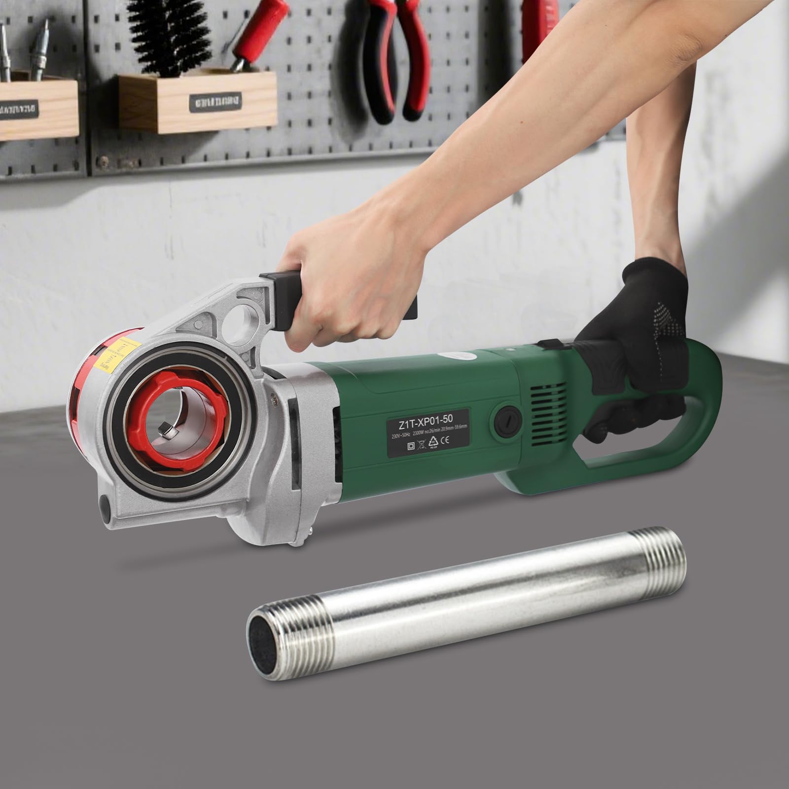 Przenośna gwintownica 2300 W, 26 obr./min, elektryczny nawlekacz do rur, 6 matryc 1/2", 3/4", 1", 1-1/4", 1-1/2", 2", elektryczny gwintownik, 230 V