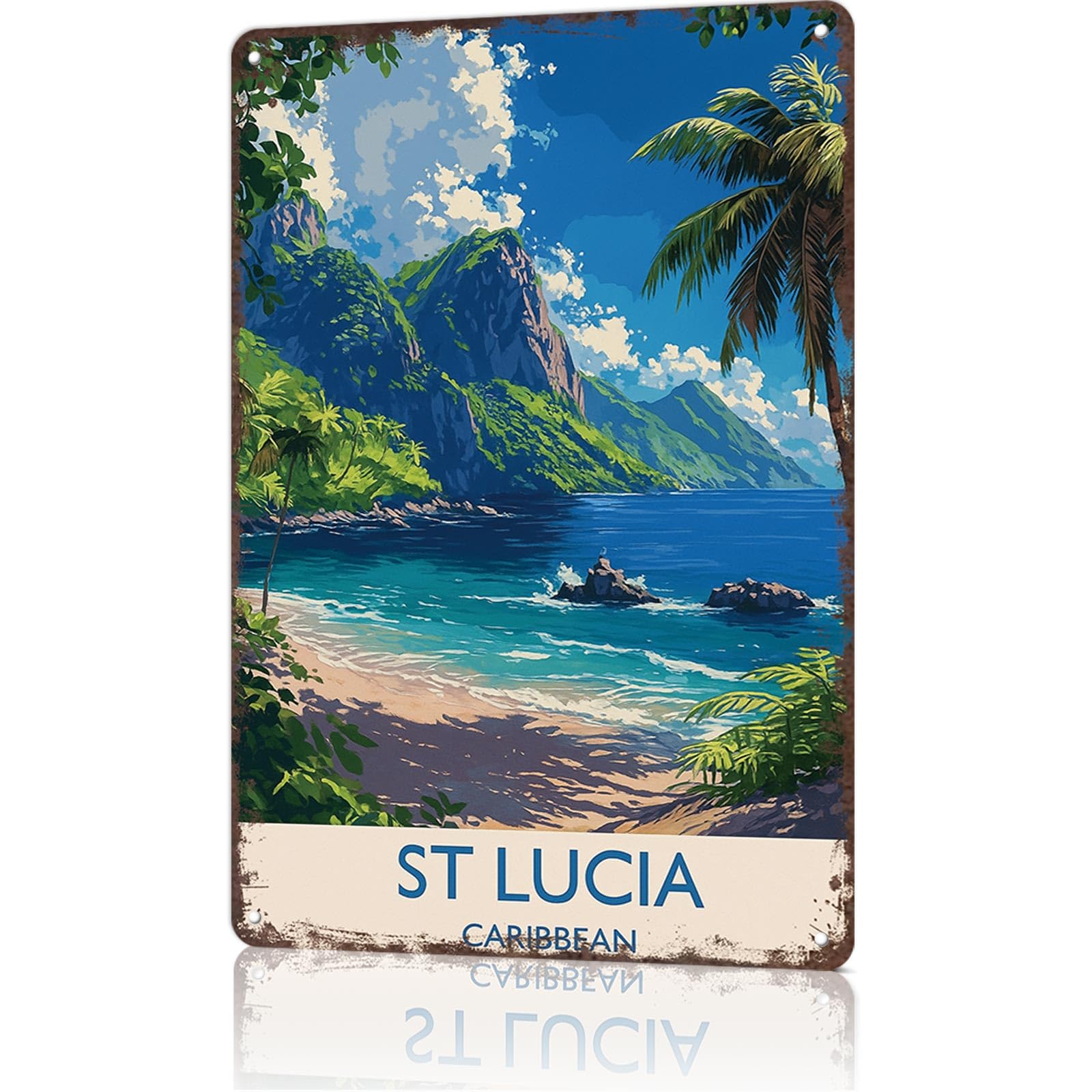 Funny Vintage Metal Signs St Lucia Travel Poster Caribbean-Tin Sign Poster