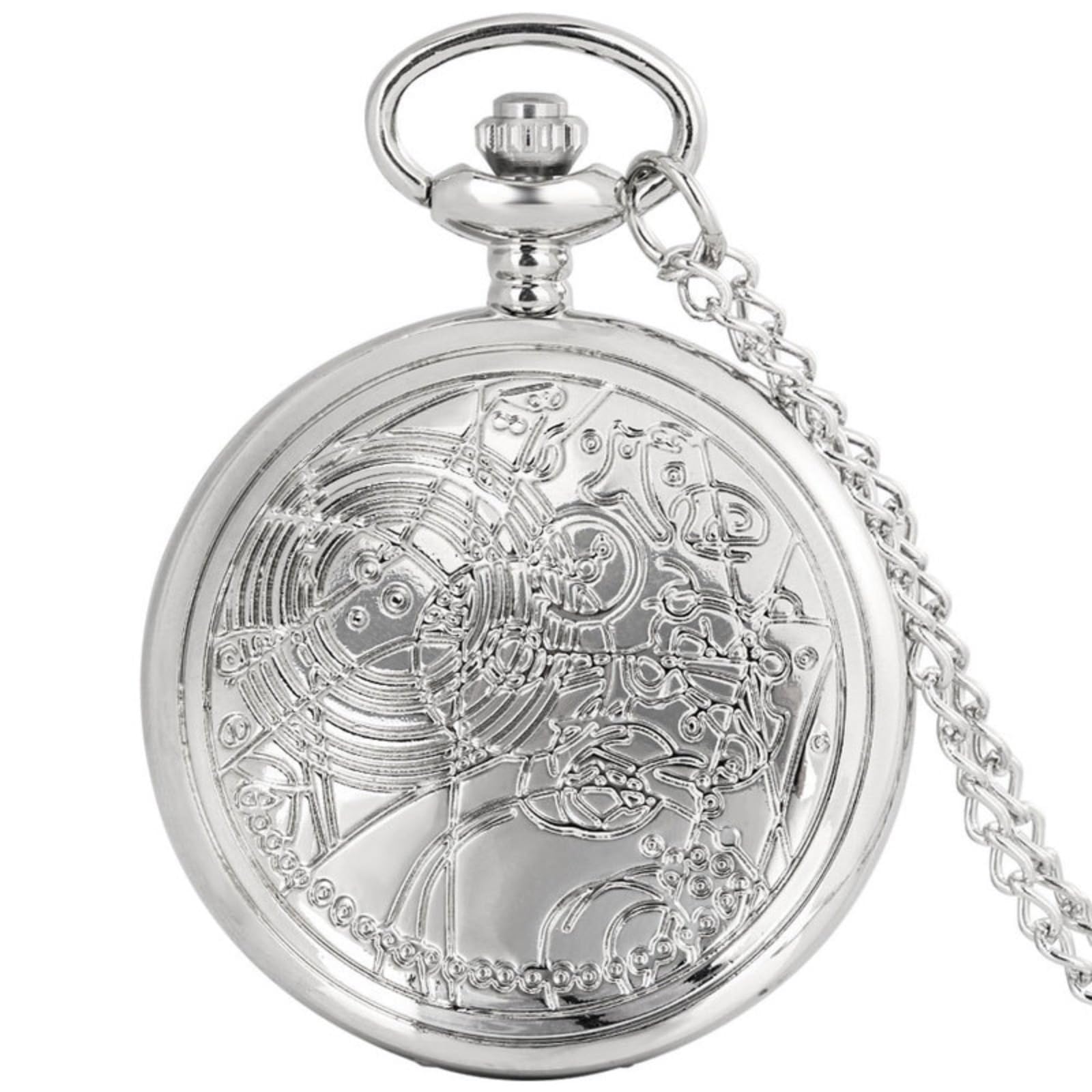 Relojes de Bolsillo, Reloj de Bolsillo Cuarzo Vintage Grande, Colgante, Collar(Silver)