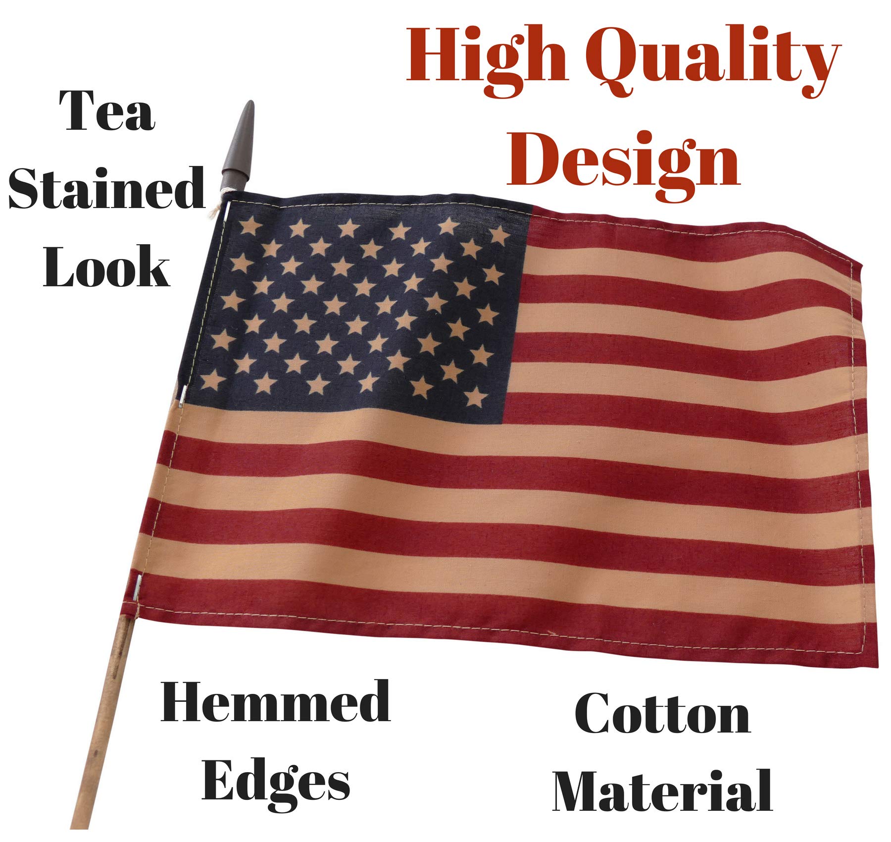 American Flag Tea Stained 3x5 Embroidered Vintage US Flags- Made In US - Foto 8
