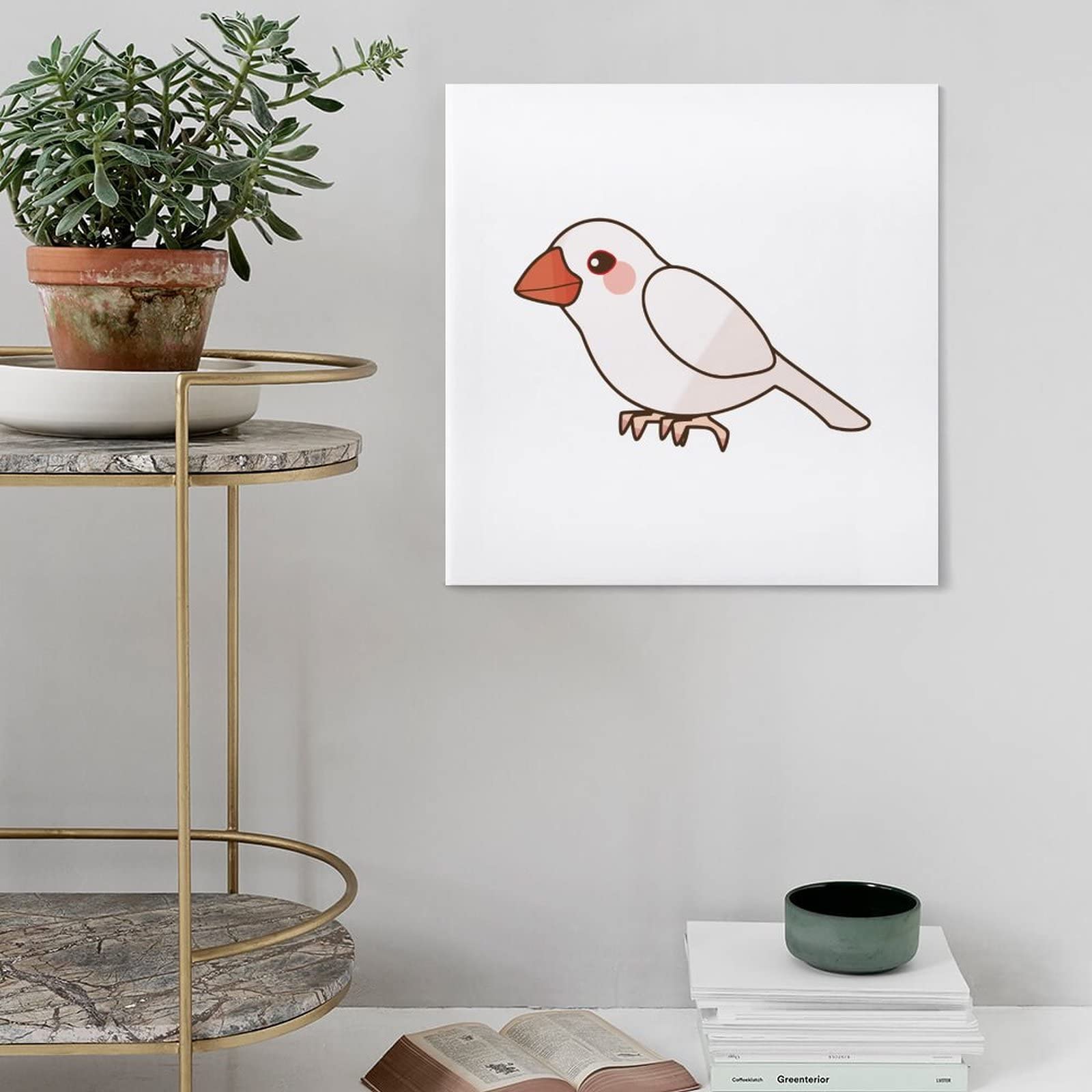 Amazon.co.jp: アートパネル 白文鳥 ブンチョウ 正方形 キャンバス絵画