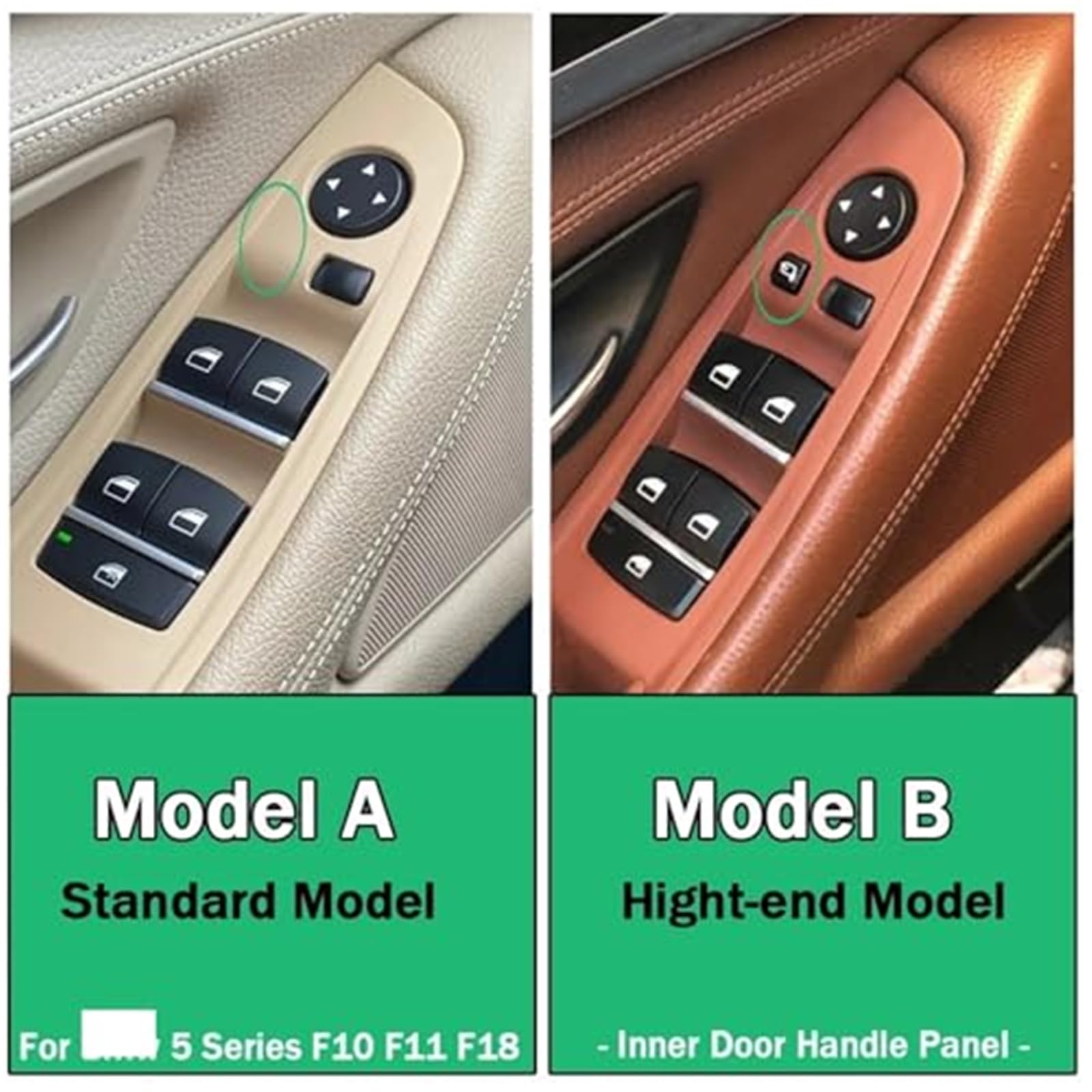 Kierownica z lewej strony LHD, dla BMW, serii 5 F10 F11 z włókna węglowego, beżowy, czarny, wnętrze samochodu, wewnętrzna klamka do drzwi, panel wykończeniowy do naciągania, Co 51417225852