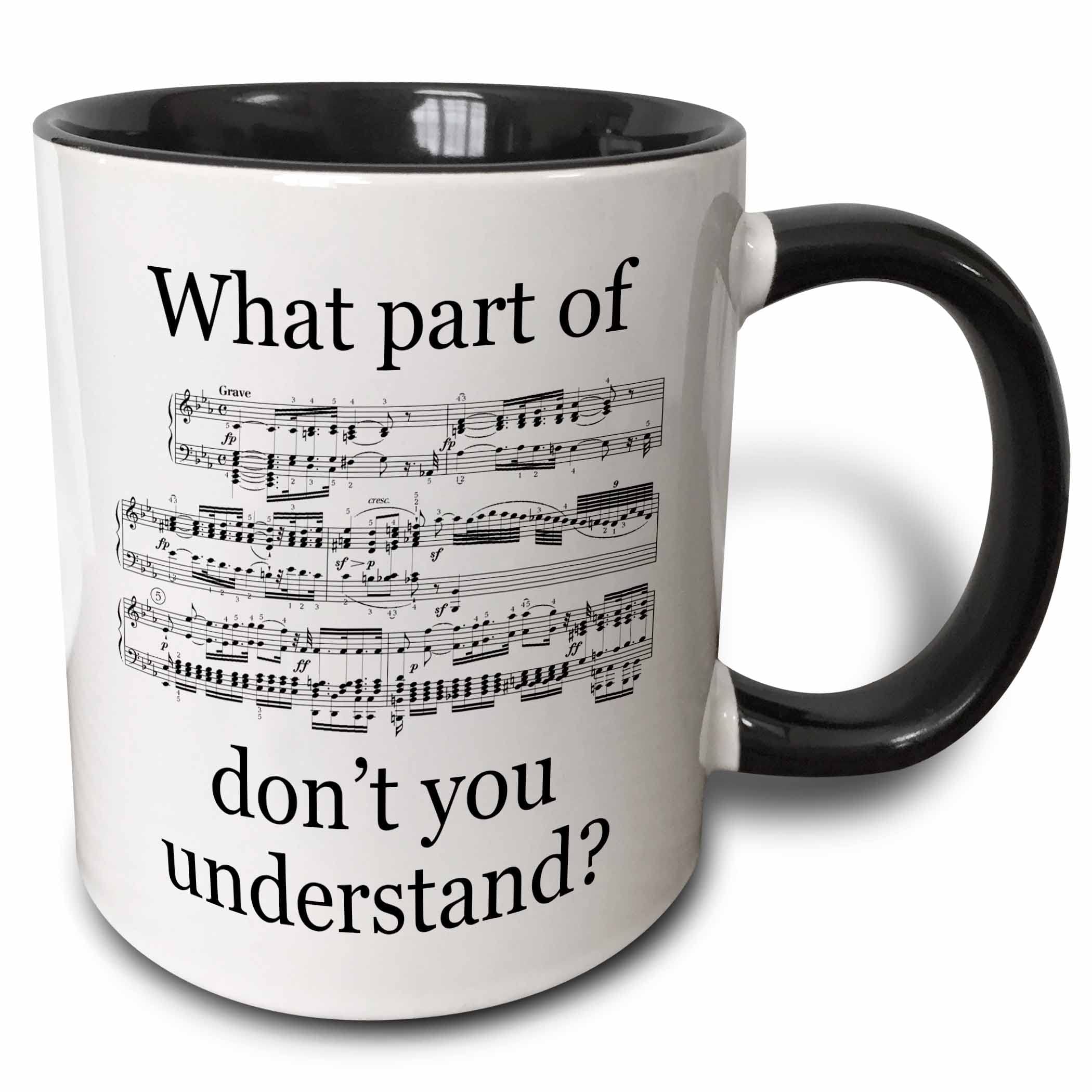 3dRose 11oz Coffee Mug - Two-Tone Black Musician's Funny Quotes, Music Note Gifts, Music Mugs, Unique Artist Gifts
