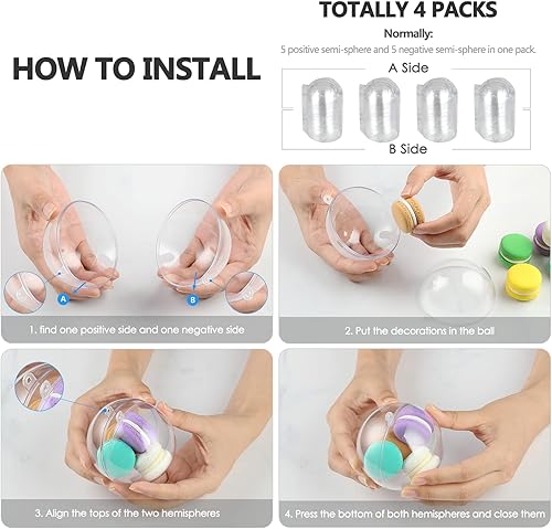 Miniatura 3 de Paquete de 20 bolas de adorno de bricolaje transparentes, rellenables, bolas para manualidades, decoraciones de Navidad, regalo de día festivo,