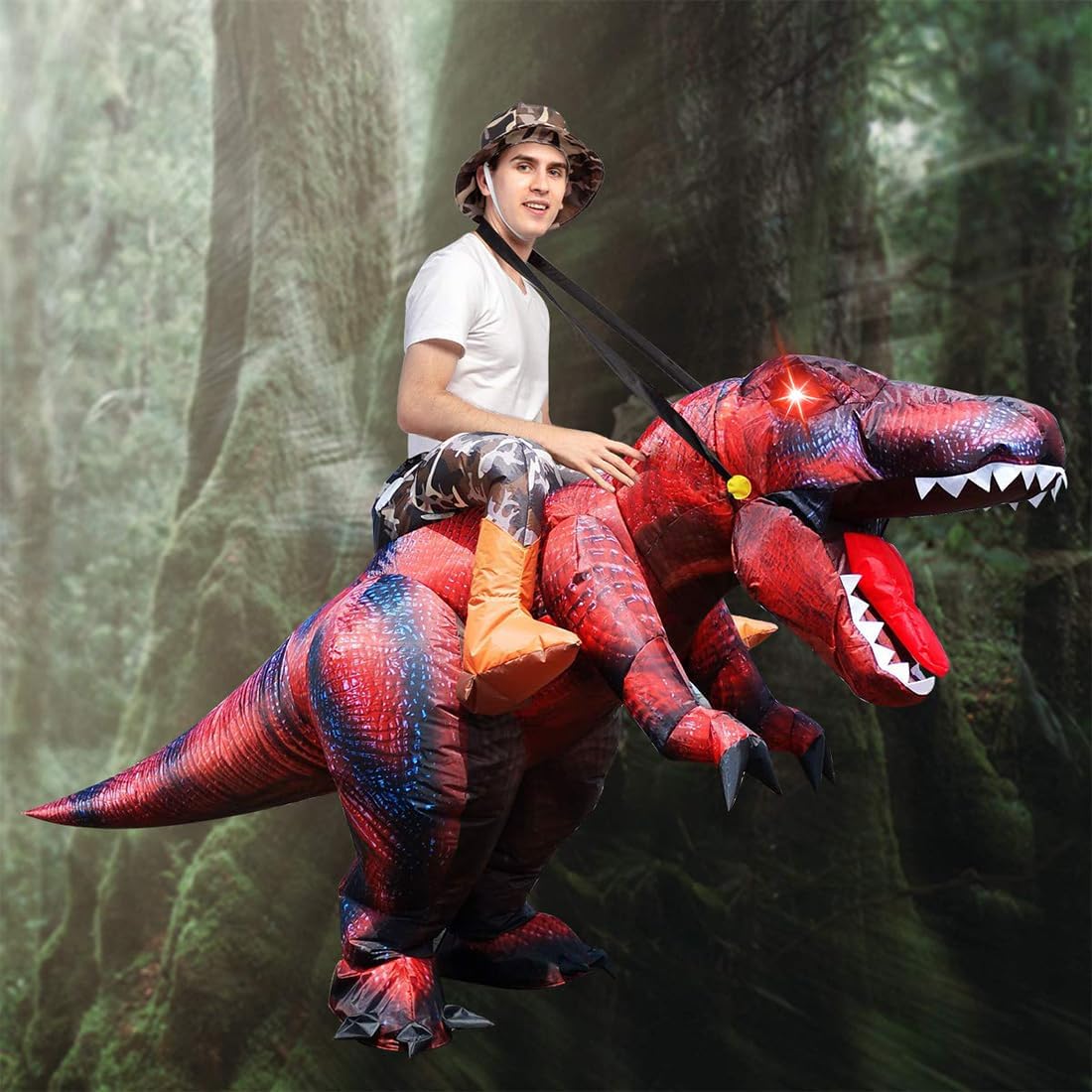 GOOSH Inflatable Dinosaur Costume Adults Halloween Blow up Costumes for Men Women Riding T Rex Air Costume for Party Cosplay - Image 3