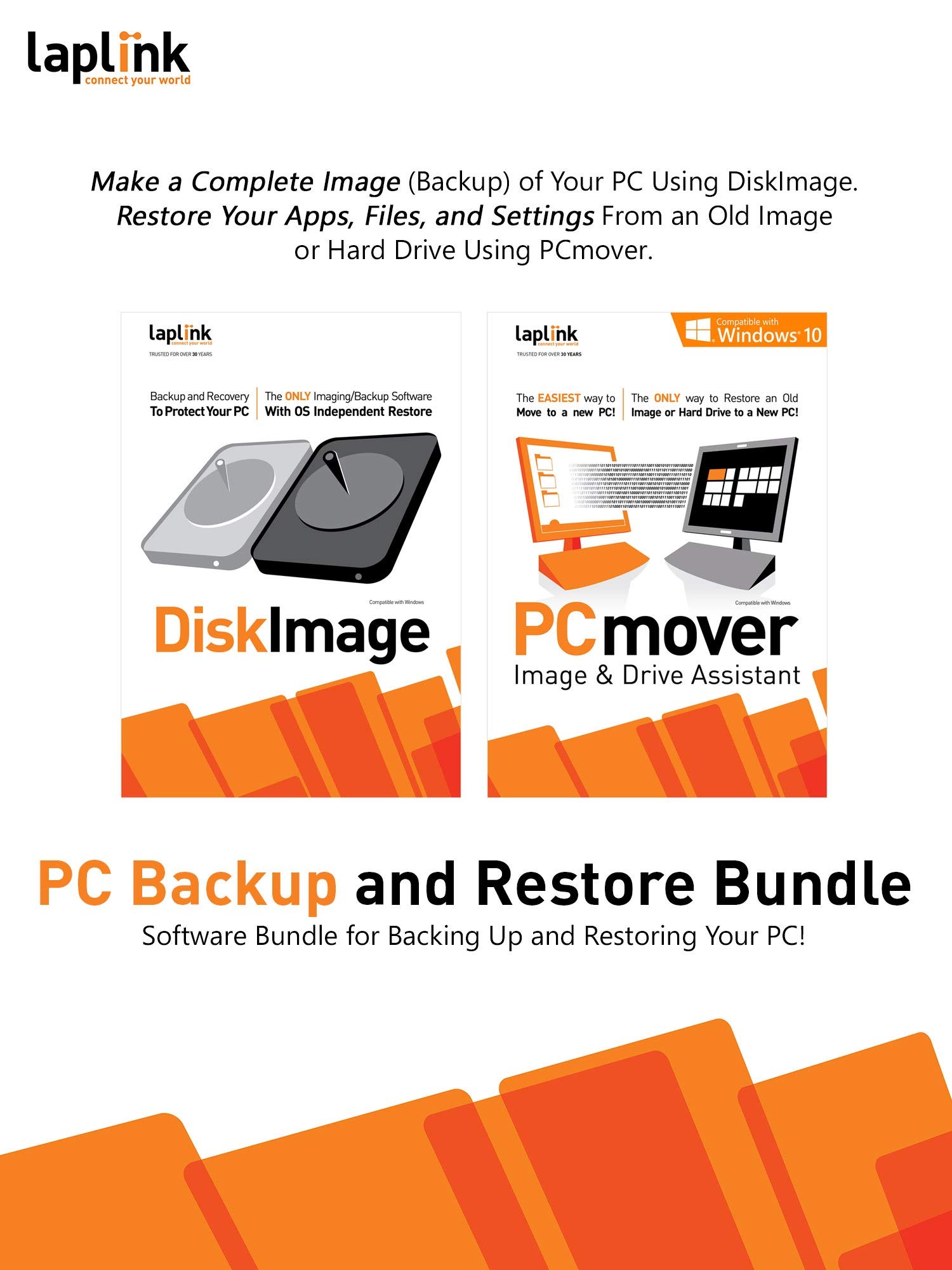 PC Backup and Restore Bundle | Includes Laplink DiskImage and PCmover Image & Drive Assistant [PC Do
