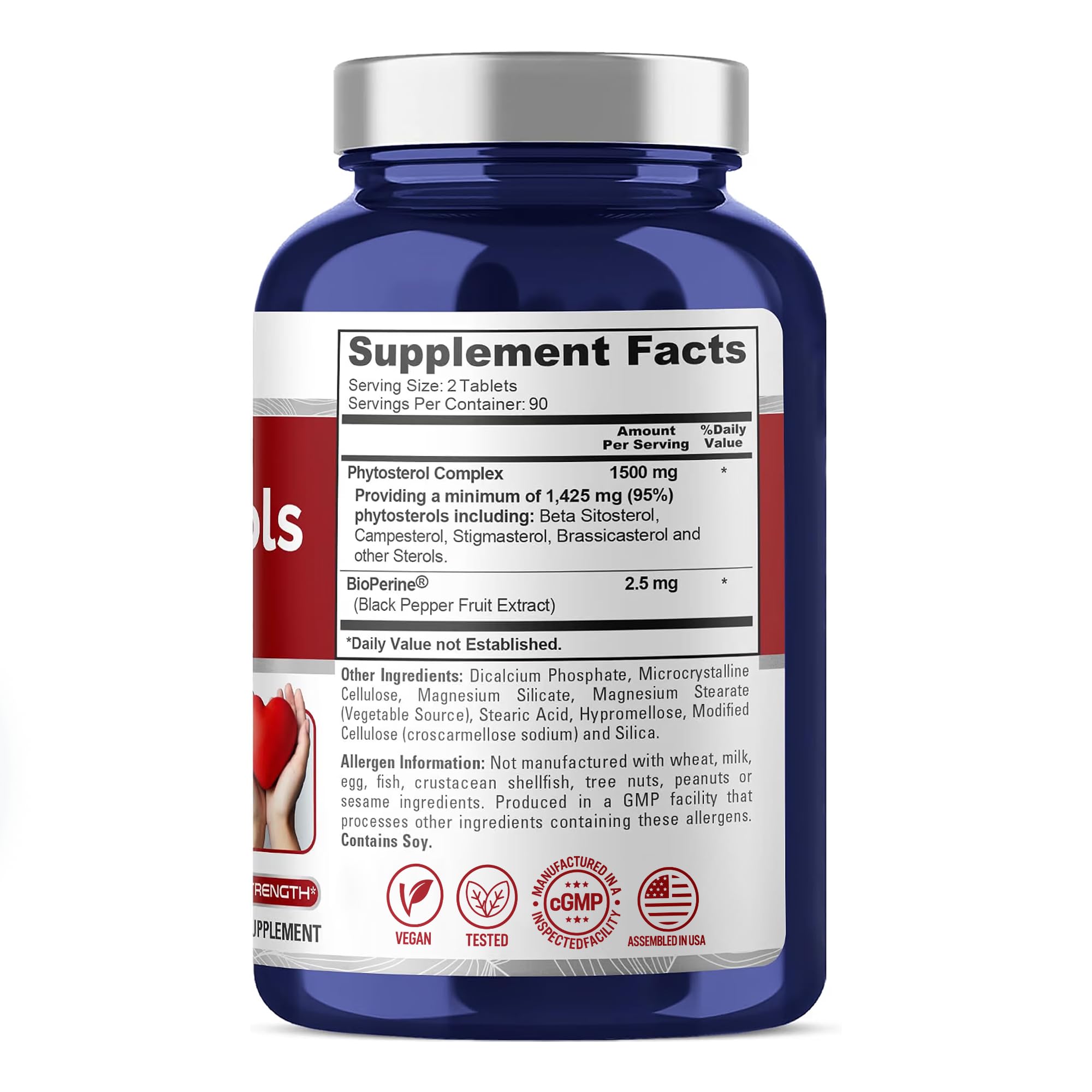 Plant Sterols, Vegan, 1500mg, 180 Veggie Tablets - 90 Servings — Amazon image 2