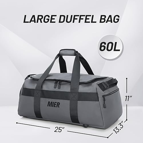 Miniatura 5 de MIER Bolsa de gimnasio para hombre, mochila grande con compartimento para zapatos, bolsas de lona convertibles de 60 litros, bolsa de fin de semana