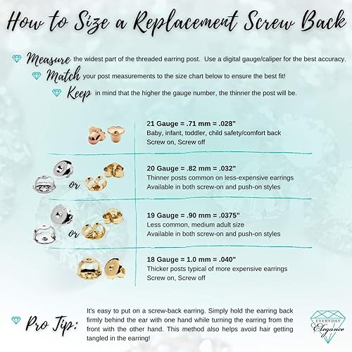 Miniatura 7 de Dos repuestos para la parte trasera de los aretes, oro blanco sólido de 14 quilates, rosca roscada en atornillado, troquelado de calidad, tamaño del