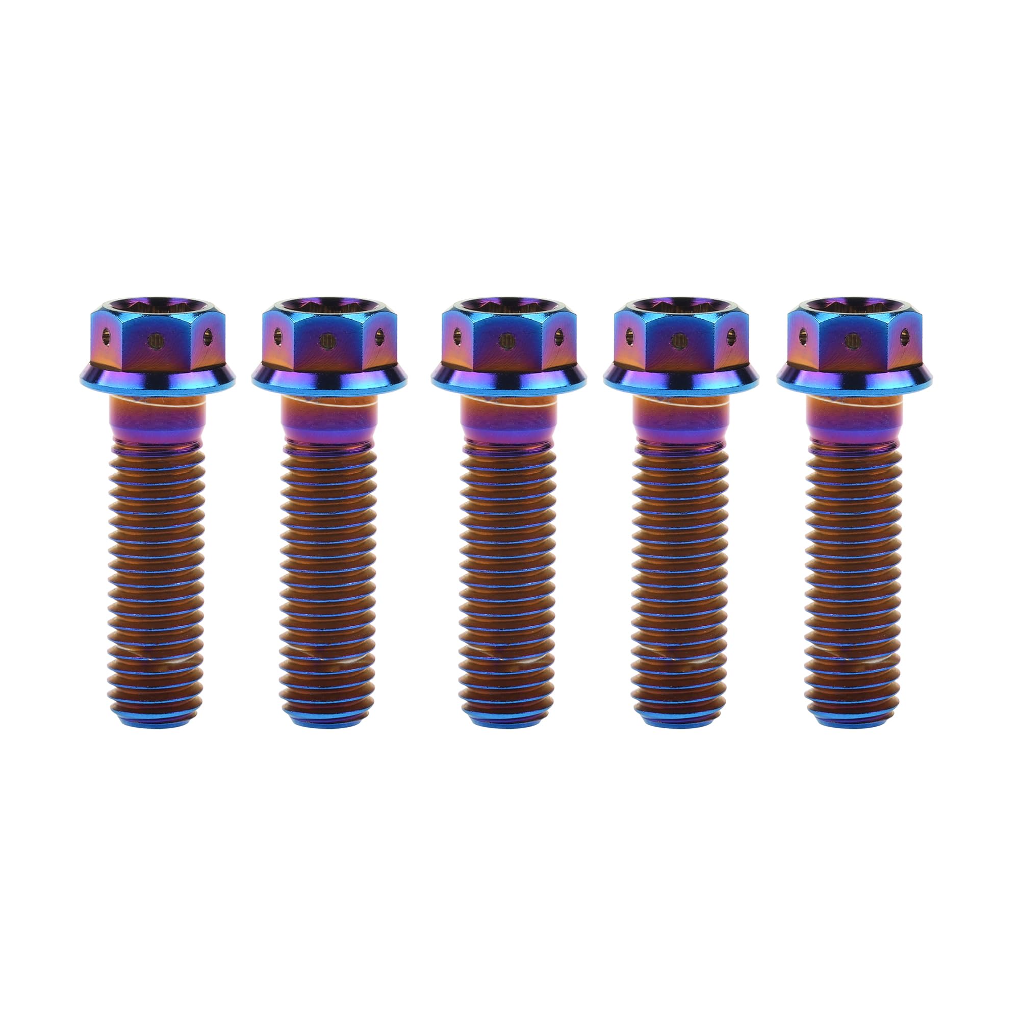 Ruifu Titanium M6 M8 M10 10 15 20 25 30 35 40 45 50 55 60 65 70 75 80 85 90mm Flange Allen Key Head Bicycle Bolts Screws Pack of 5 (Burn Blue, M10x35mm Pitch1.5)