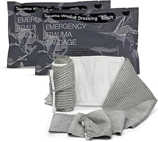 6" Israeli Bandage Vacuum Sterile Compression Bandages for Battle Wound Dressing Emergency Trauma, 2 Pack