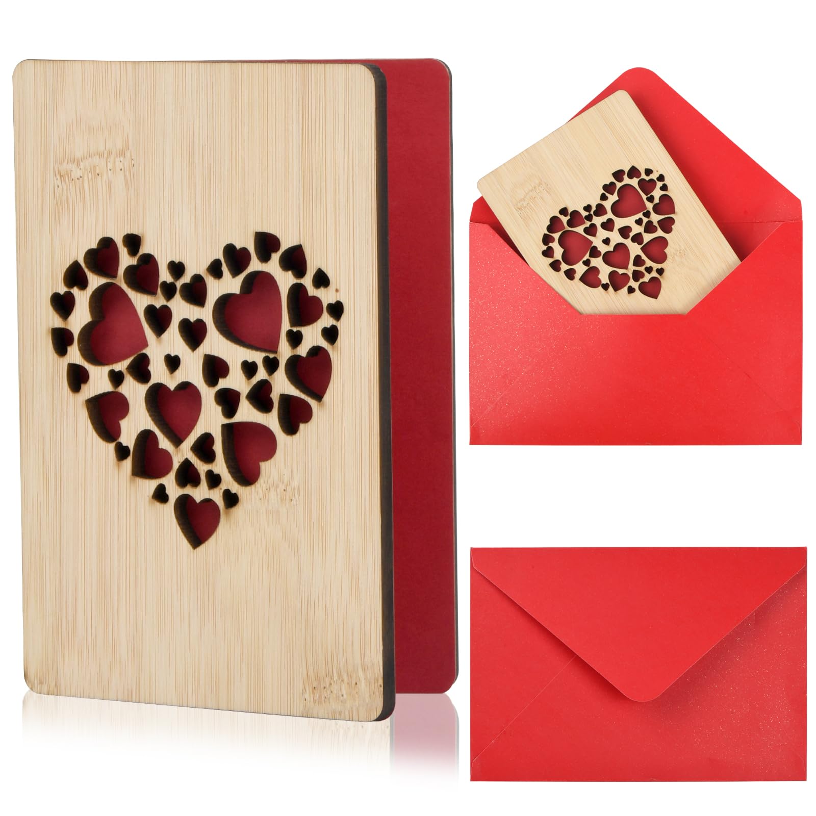 Rundago Tarjeta de Aniversario Pareja con Sobre Tarjetas de Aniversario para Marido/Mujer Tarjeta Felicitacion Boda de Bambú Tarjeta de Matrimonio Regalo 50 Aniversario Bodas Oro