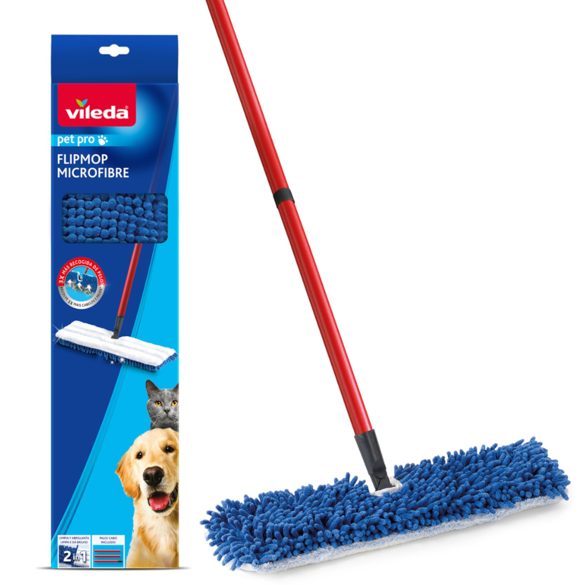 Vileda Microfiber Flip Mop Pet Pro in red