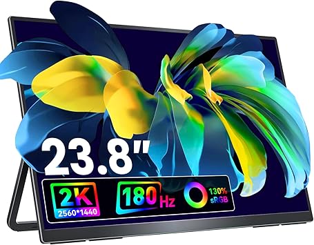 VisionOwl Portable Monitor for Laptop, IPS USB-C HDMI Travel Second Monitor for MacBook Pro Air, PC, PS5, Xbox, Portable Second Screen, Built-in Kickstand, Speakers, VESA Mountable, 23.8 Inch