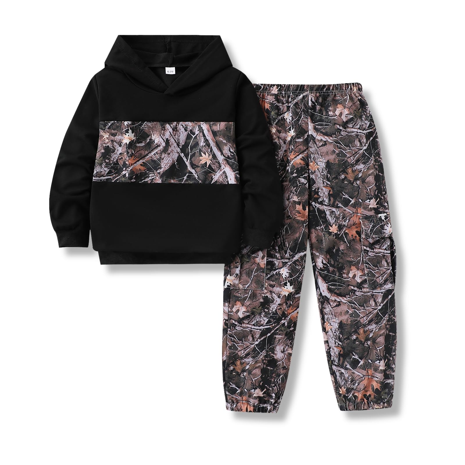 5-12 Years Boys Clothing Set Camo Hoodie &amp; Cargo Pants Outfits Set 2025 Fashion Clothing