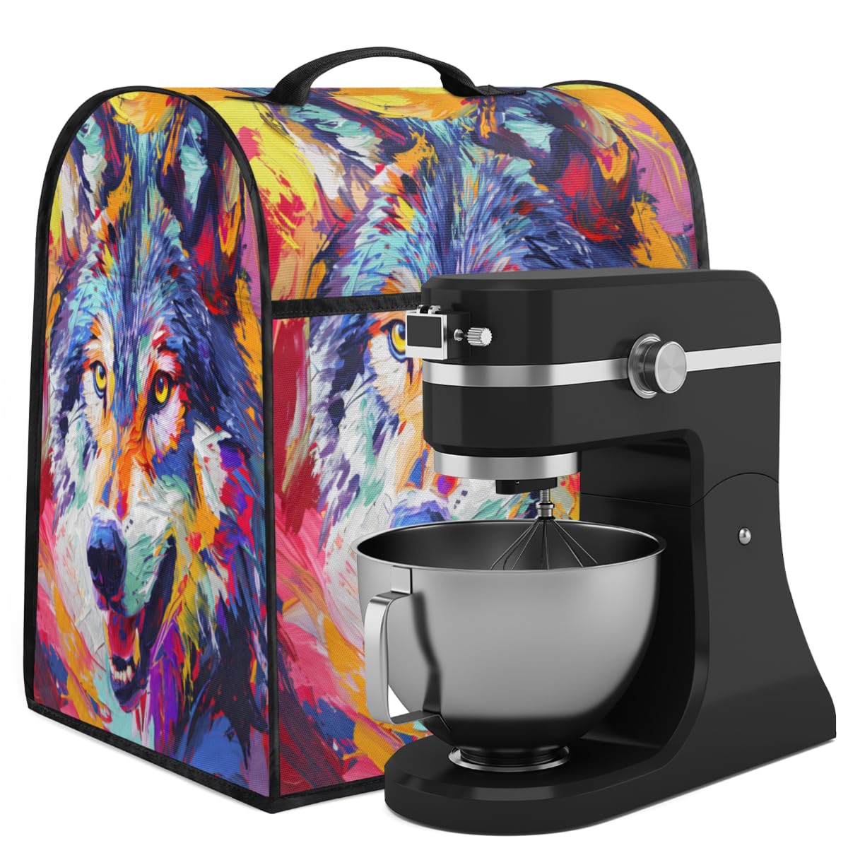 Coffee Maker Cover Abstract Wolf Kitchen Appliance Covers Small Appliance Covers Blender Cover Juicer Cover Dust Covers for Kitchen Appliances with Top Handle and Pockets,Washable,B516