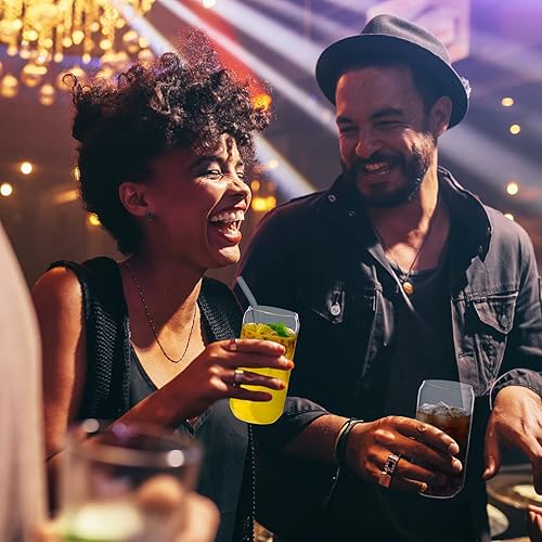 Miniatura 8 de Kxuhivc Juego de 8 vasos de vidrio de 16 onzas con tapas y pajitas de bambú, vaso de cerveza para mojito soda, batidos, whisky, café helado, cóctel,