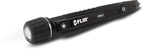 Miniatura 6 de FLIR VP50-2 CAT IV Non-Contact Voltage Detector, Featuring Light, Vibration, and Beeper Feedback Alarms and a Powerful LED Flashlight, Green