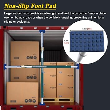 Adjustable Cargo Bar Pickup Truck Bed Holder Ratcheting Stabilizer, Heavy-duty Aluminum Load Bars for Trailers/Box Truck/Reefer, 2/4-Pack Universal Non-Slip Truck Bed Divider Pole(2-Pack,5-6.2ft/152.4
