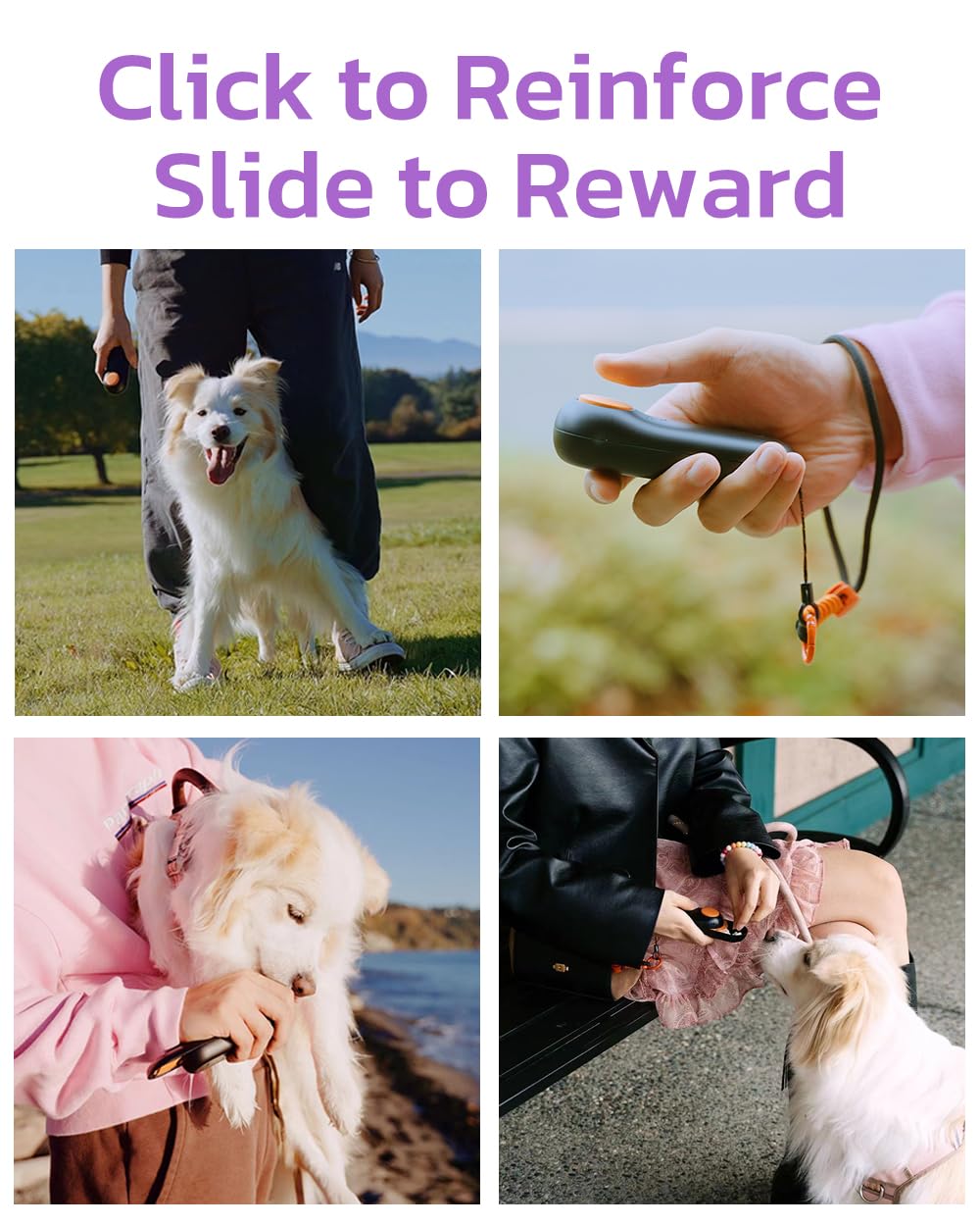 Clicker - Bolsa de entrenamiento para perros y golosinas para perros, alternativa de doble uso, 2 en 1, duradero, ligero (2.3 onzas), fácil de limpiar y manejar, rápido de llenar, diseño innovador,