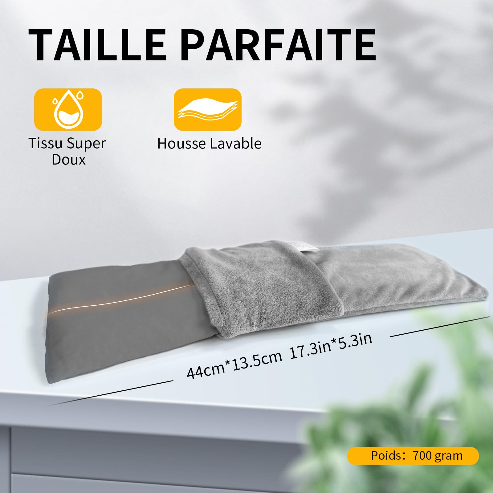 UNCN Coussin Chauffant du cou Cervicales Micro Onde - housse amovible, Bouillotte Micro-Onde, graine de lin,noyaux cerises
