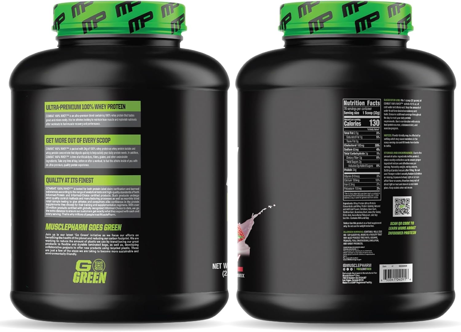 Musclepharm Combat 100% Whey Protein Powder, Strawberry Crea...