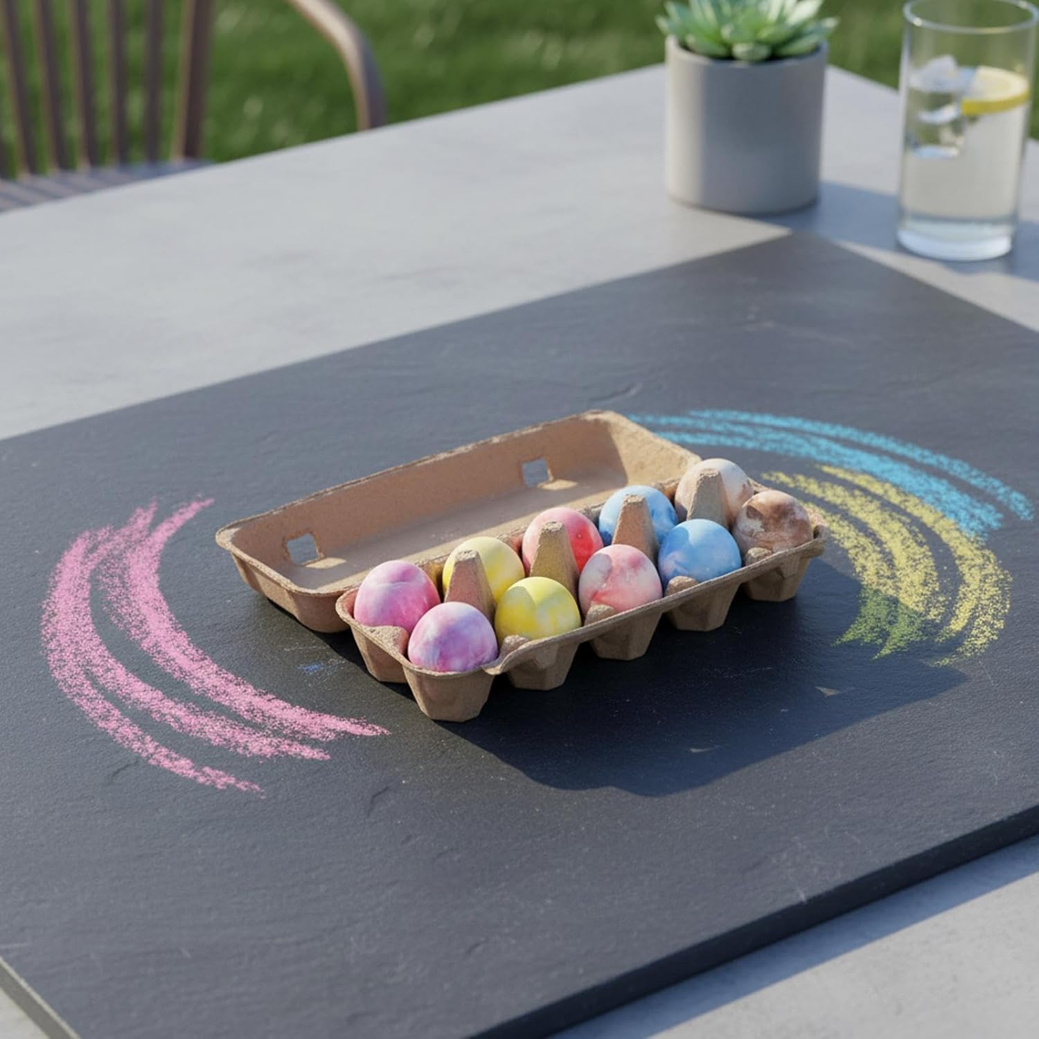 Sidewalk Chalk Set Egg Shaped Chalks Easter Egg, 10Pcs Tie Dye