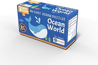 Popcorn Games & Puzzles Ocean World - 3 Piece Puzzles | 6 Puzzles In A Box & 3D - Fish: 1 - Multicolor