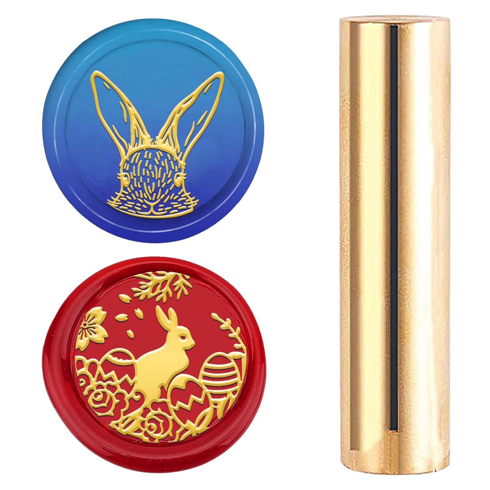 CRASPIRE Brass 2 Styles Pattern Headed Wax Seal Stamp 15mm Mini Copper Rabbit Easter Wax Seal Stamps Logo Sealing Retro Brass Carved Sealed Stamp Invitation Envelope Wrapping Wine DIY