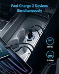 Anker 323 USB-C Car Charger Adapter, 52.5W Cigarette Lighter Charger with 30W PowerIQ 3.0 Fast Charging for iPhone 15/15 Pro Max, 14/13/12 Series, Galaxy S23/22, Pixel