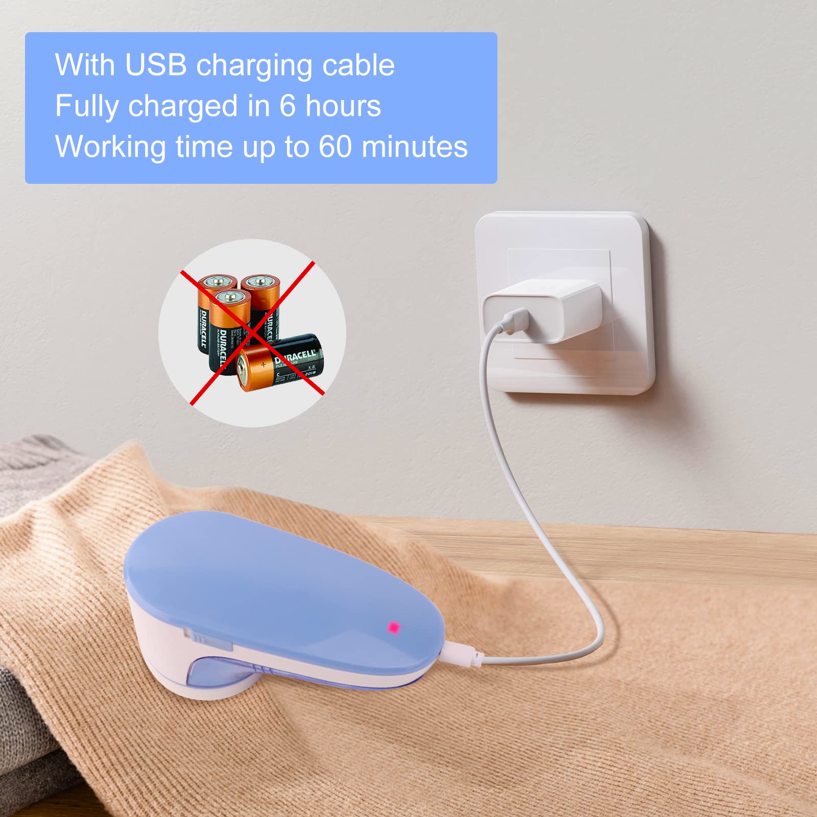 Elektrisch pluisscheermes, stofscheerapparaat, pluisverwijderaar voor trui en wol met USB-kabel, verwisselbaar mes voor trui en wol