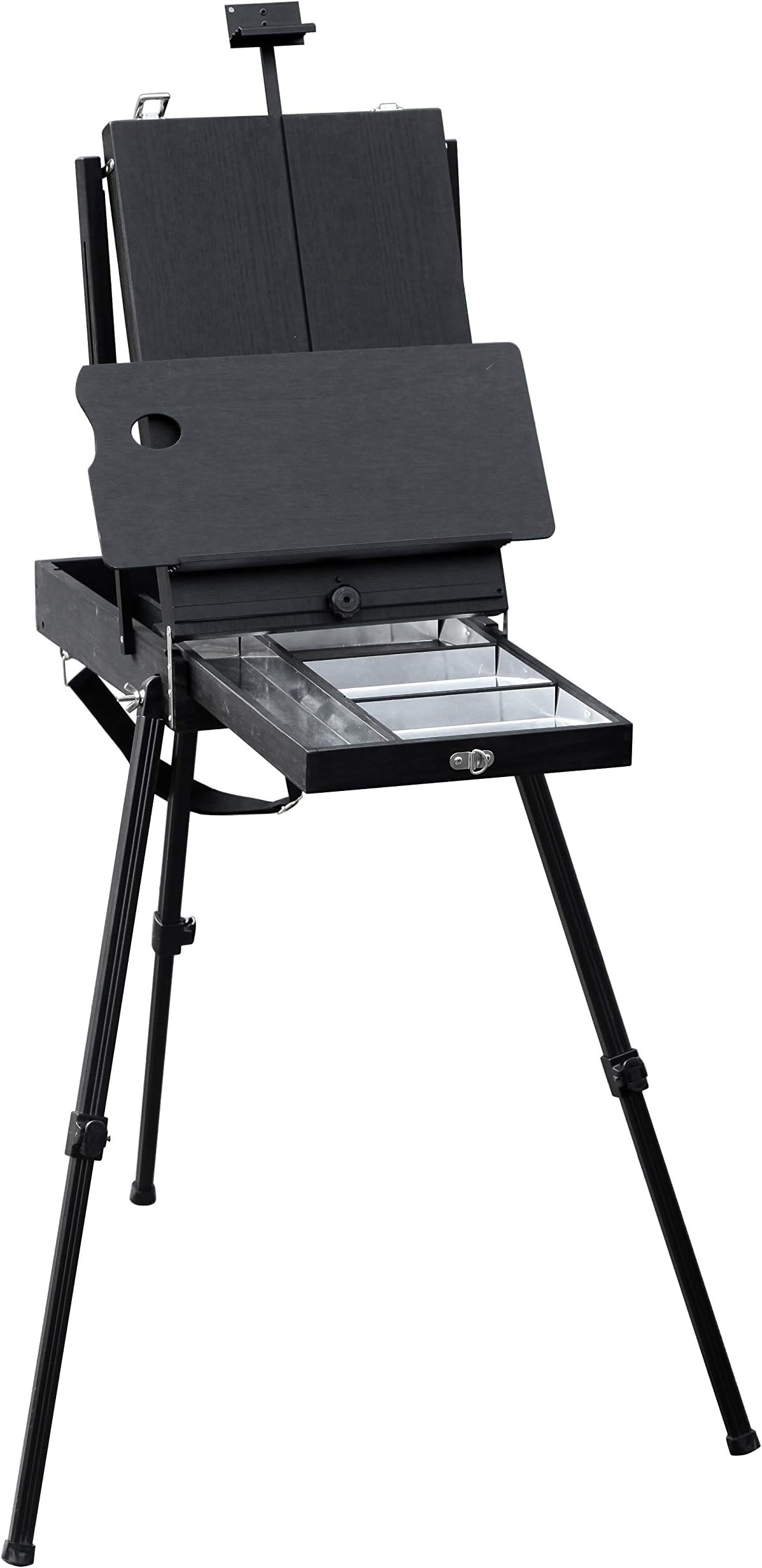 Falling in Art Black Portable Light Weight French Easel Box with Adjustable Aluminum Tripod