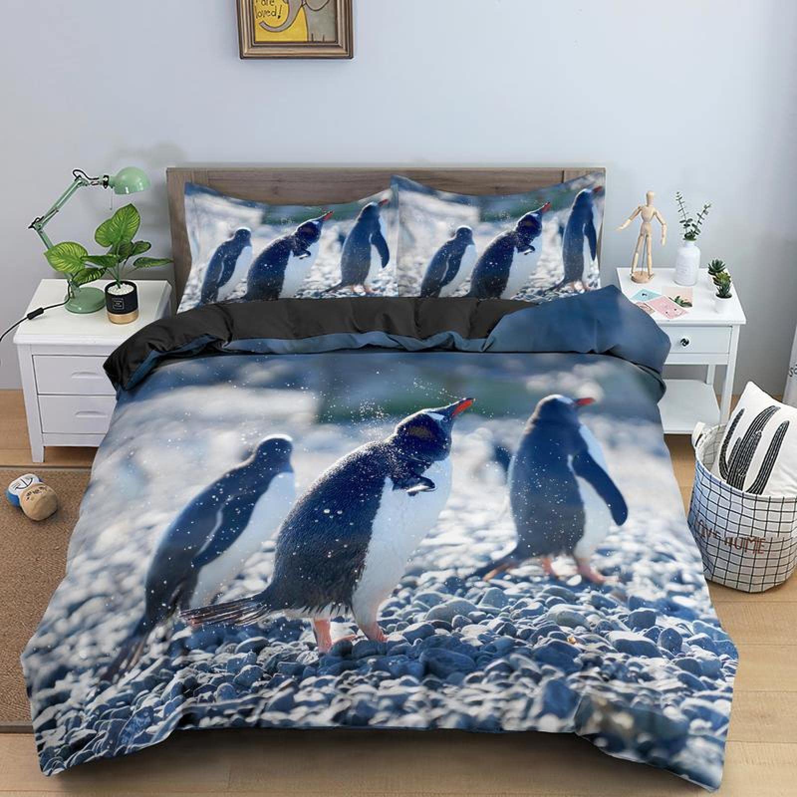 Housse de couette 240 x 260 microfibre parure de lit grise fermeture éclair