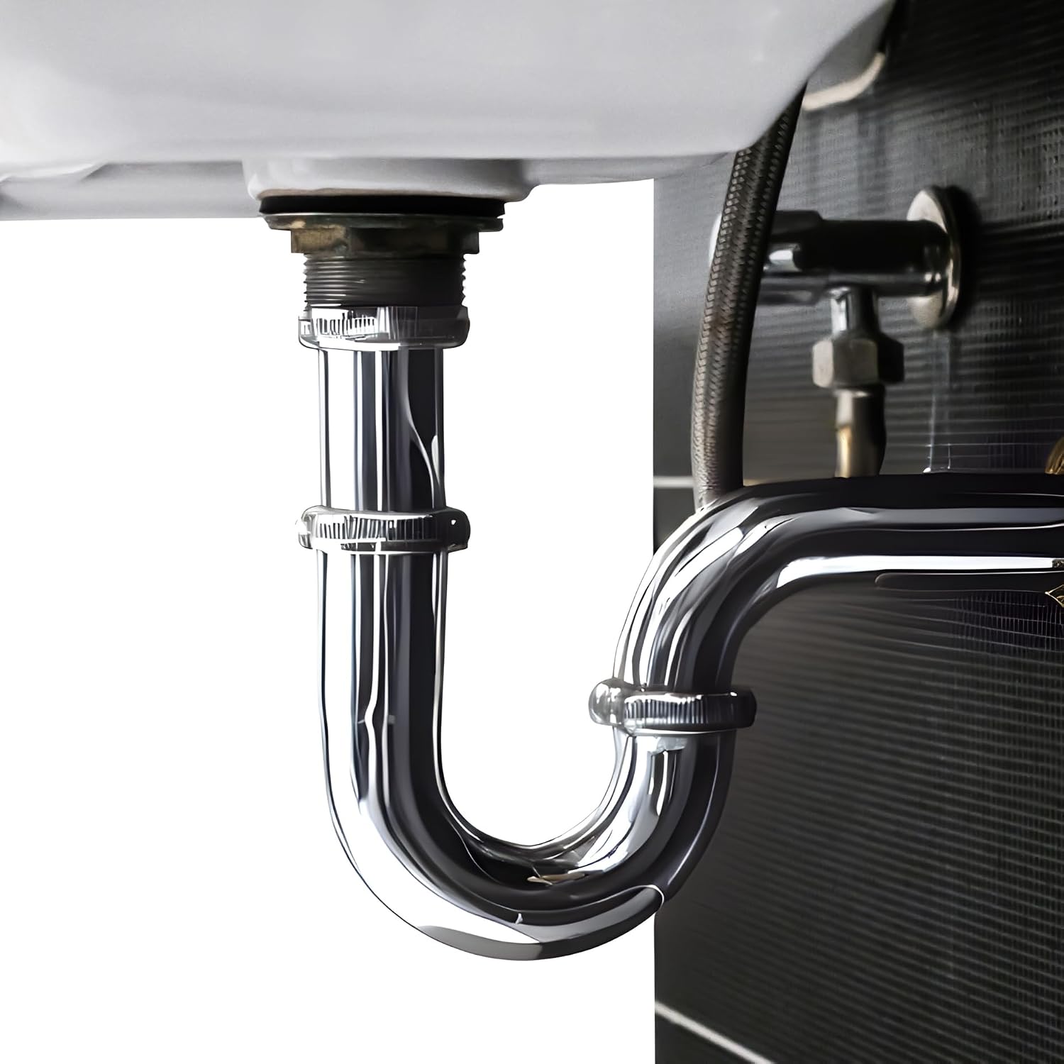 Westbrass D400-1-26 1-1/2" OD 17 gauge P-Trap with High Box Flange, Polished Chrome