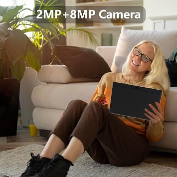 2 in 1 Tablet 10 Inch Android 15 Tableta, Tablets with Keyboard Mouse Case Stylus, 8GB RAM 32GB ROM Supports 1TB Expansion 2MP+8MP Dual Camera Quad Core Processor 6000mAh Battery 10.1 IN FHD Tab Black