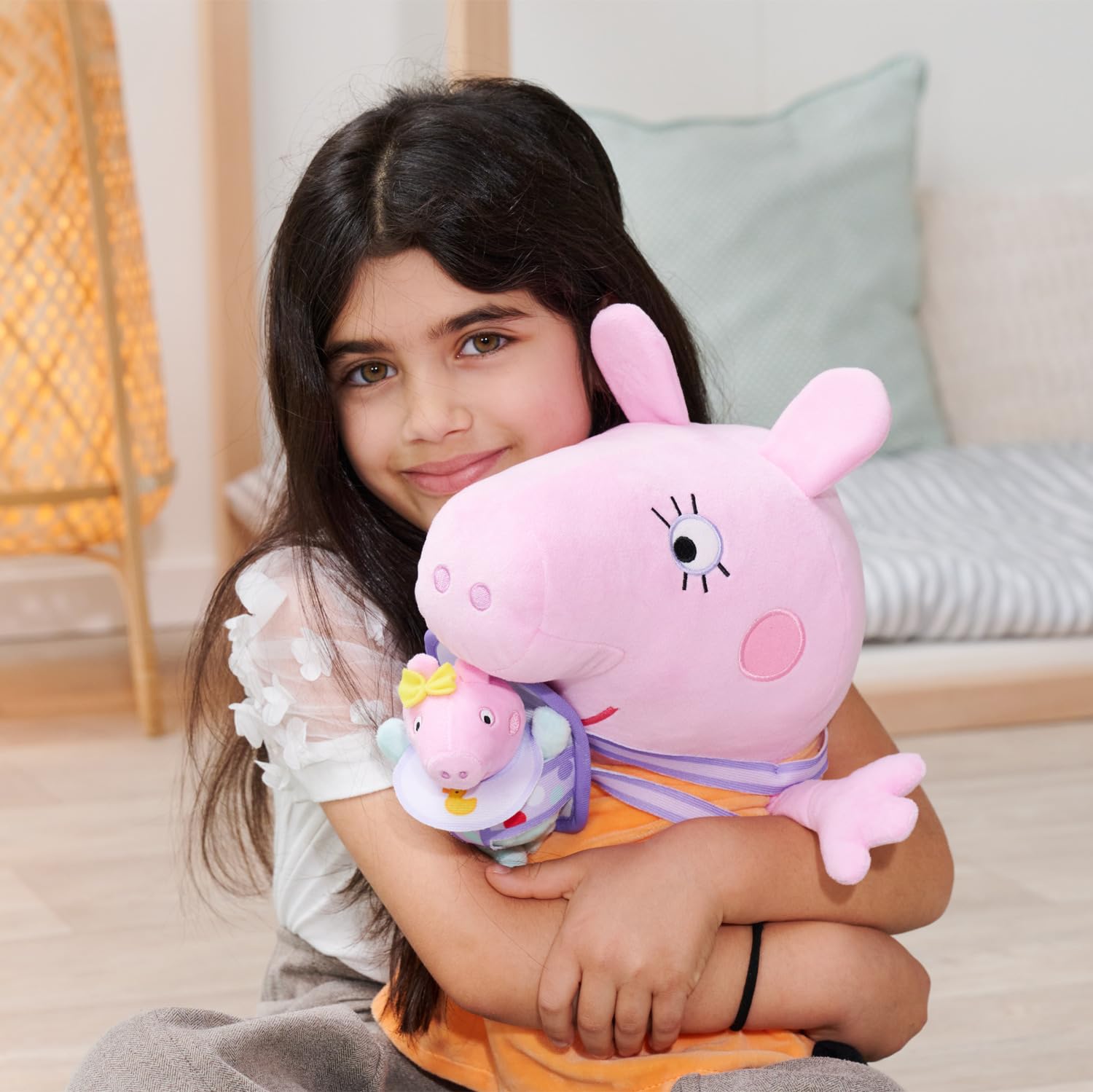 Simba 109261502 33 cm Mummy Pig with Baby Evie, Peppa Pig, Soft