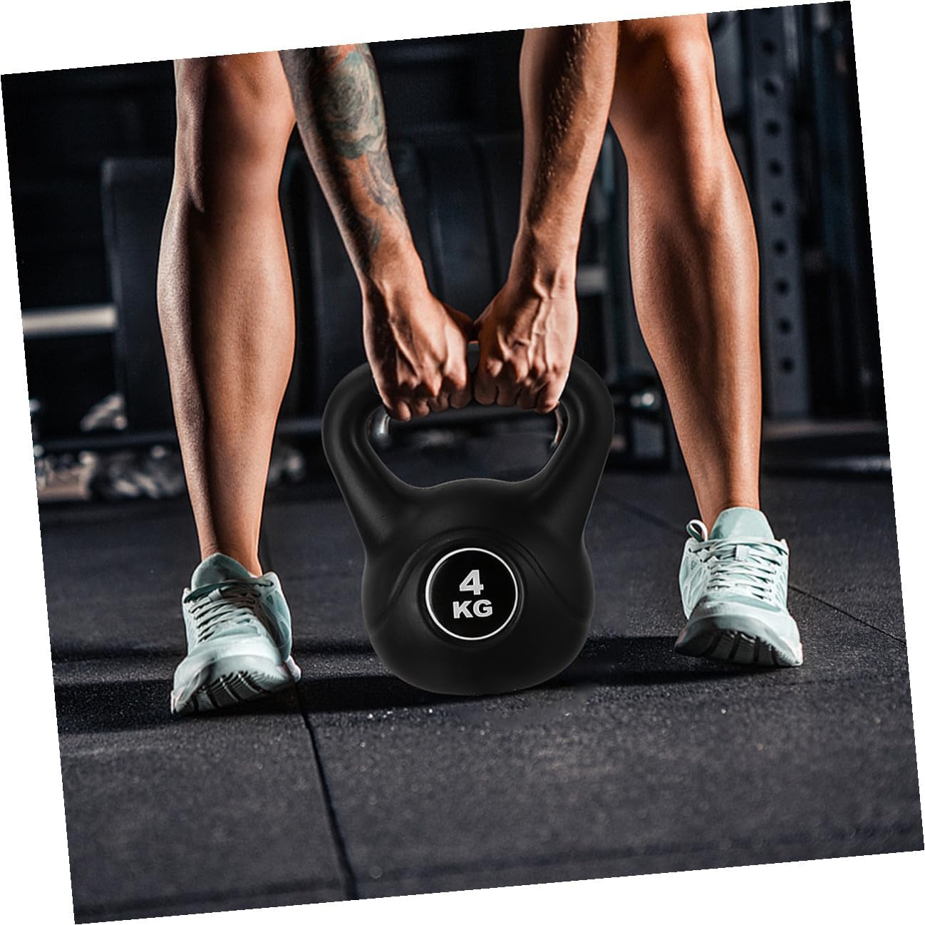 Plastic Kettlebell 4kg Black Pe Material Non-toxic Household Weight for Arm Muscle Training and Kettle-bell Exercise Fitness Equipment