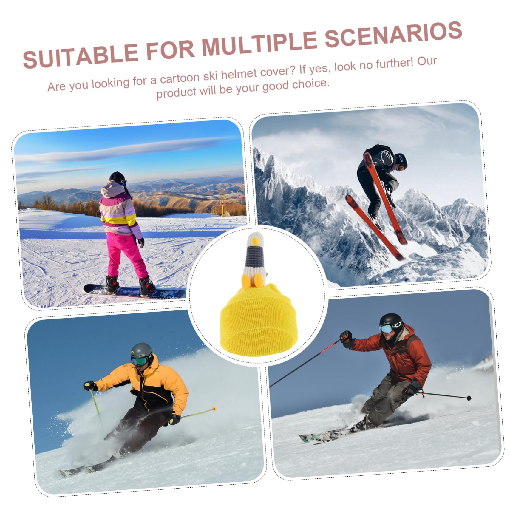 Abaodam Lot De 2 Housses De Casque De Ski Noires pour Sports De Neige pour Femmes pour Patinage Ski en Plein Air avec Fil Jaune