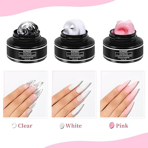 Miniatura 5 de Gel constructor sólido para extensión de arte de uñas 3D, gel antiadherente para escultura de manos, geles duros con doble forma de flor fortalecer