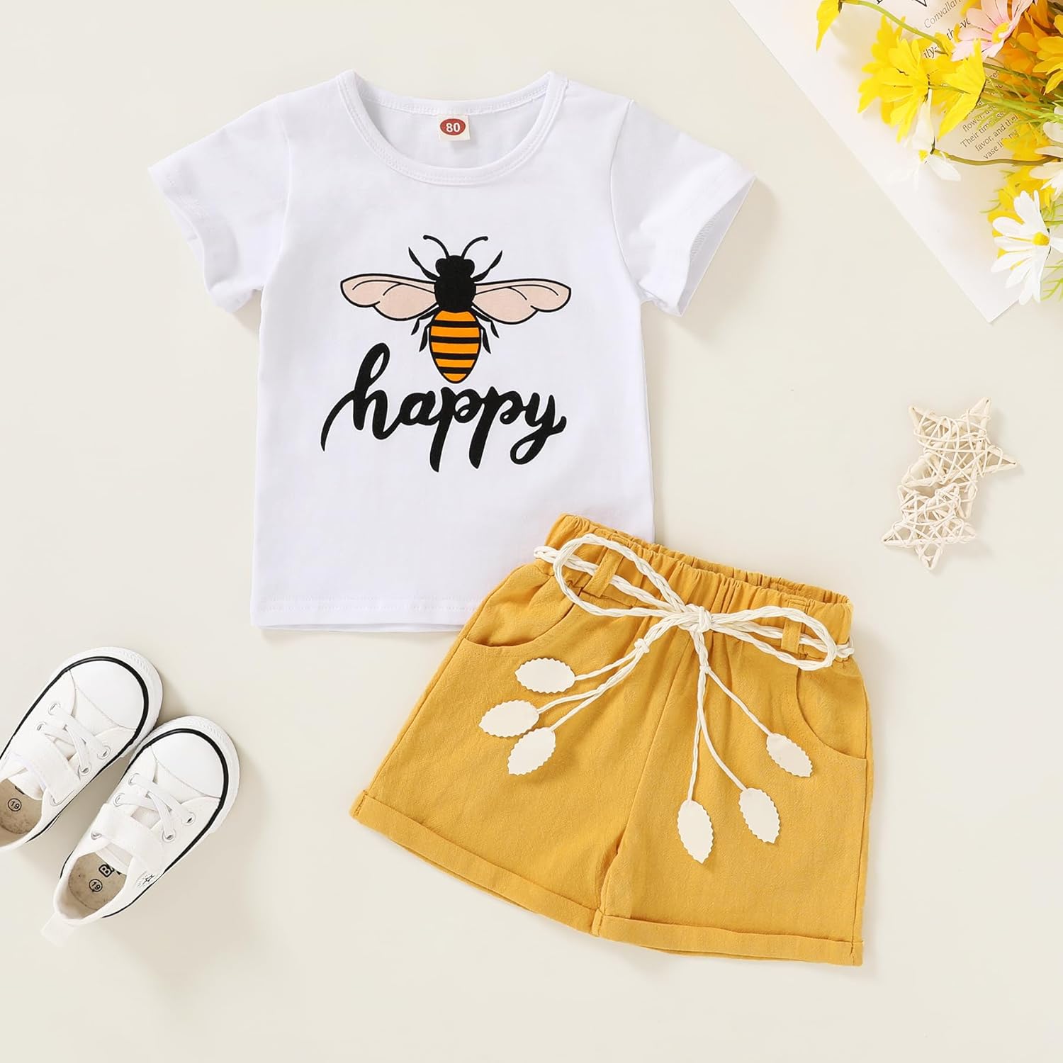 YOUNGER TREE Toddler Baby Girls Clothes Watermelon T-shirt + Linen Shorts with Belt Cute Summer Short Set - Image 2