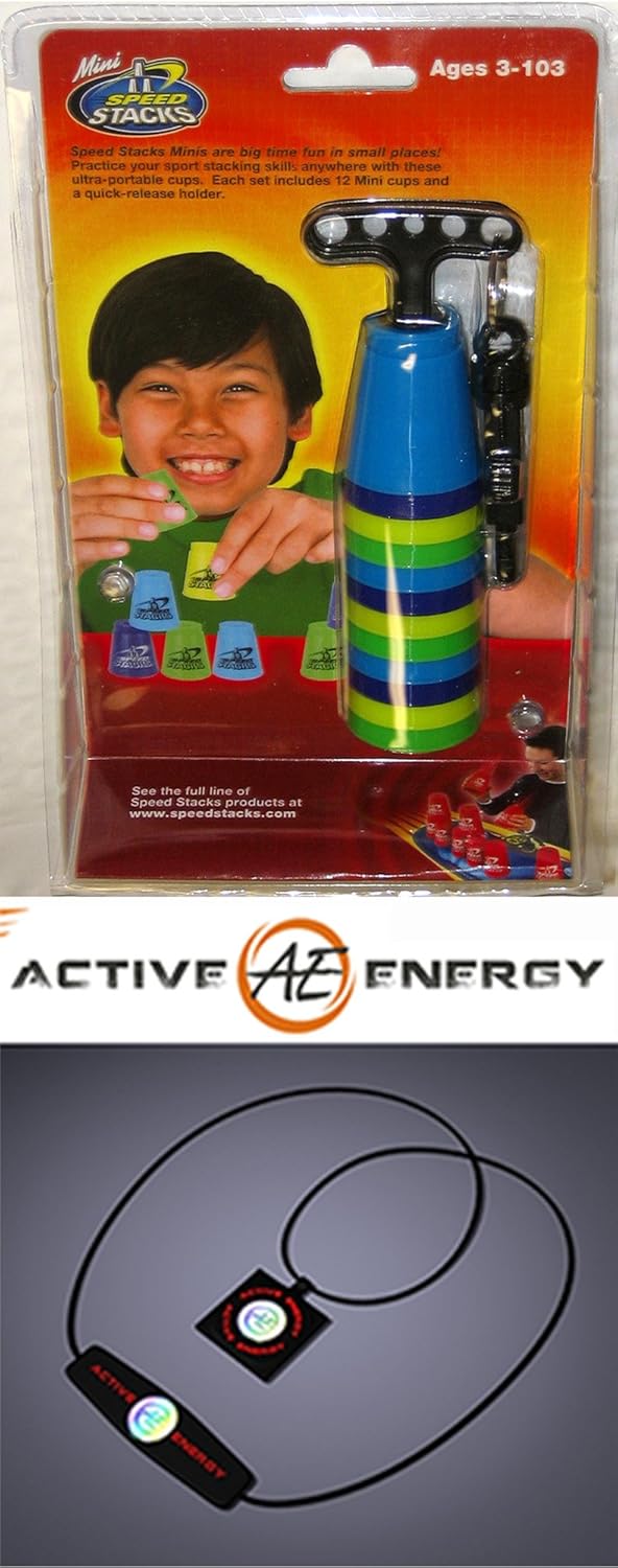Speed Stacks MINI Play Set of 12 Ultra Portable Cups MINIS with FREE Bonus: Active Energy Power Balance Necklace $49 Value