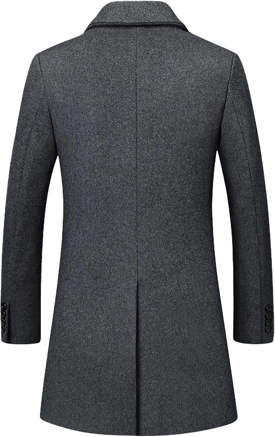 Sexyshine Men's Single Breasted Wool Blend Coat Casual Notched Lapel Mid-Length Trench Coat Business Work Overcoat