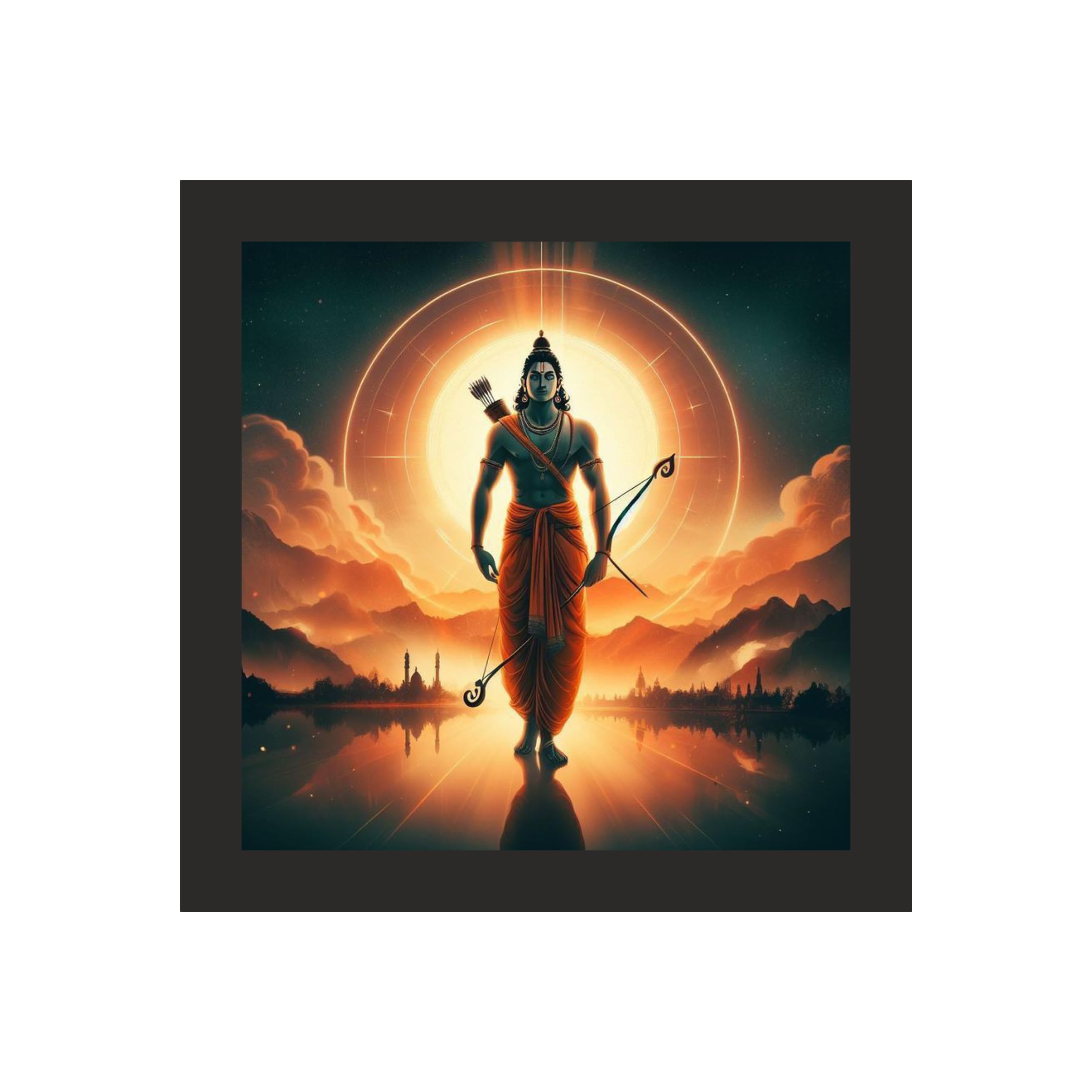 Lord Ram: Divine Sunrise Walk, 12x12 Inches
