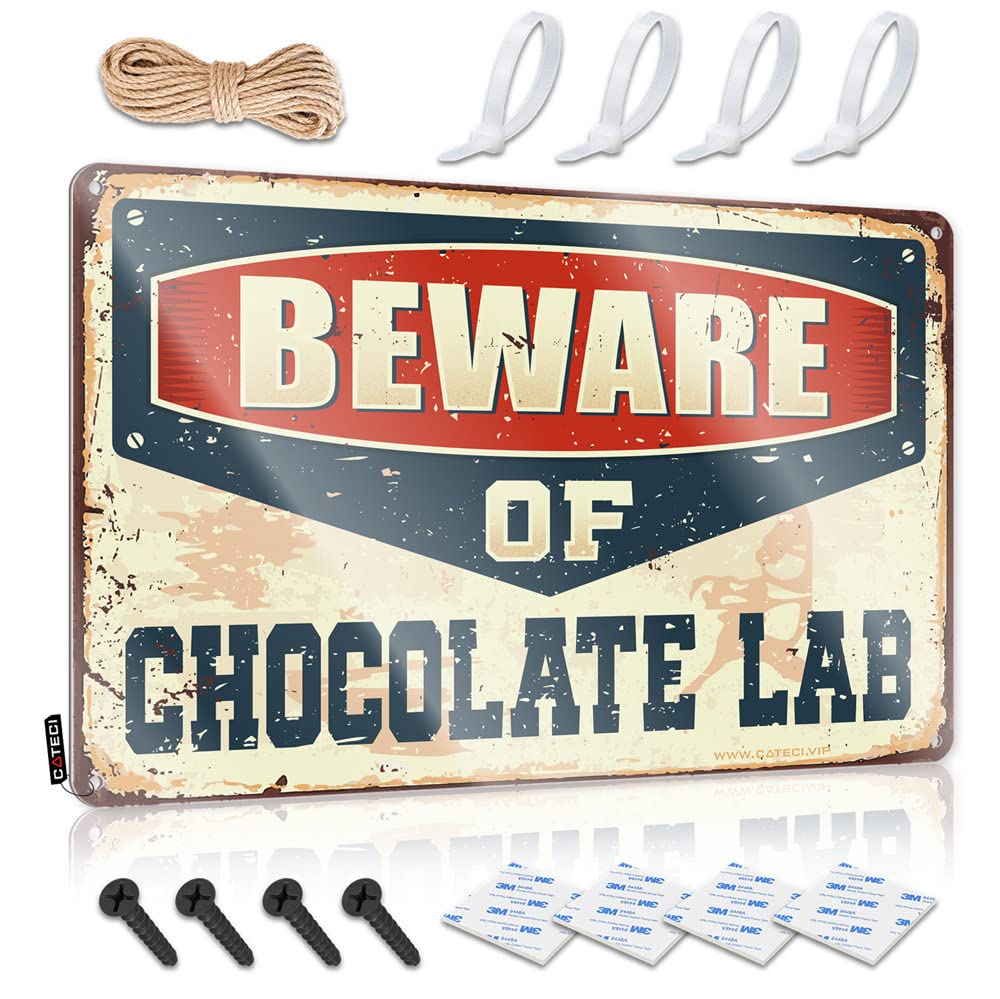 Tin Sign Tapestry Sports Heavy Private Beware Of Chocolate Lab - Easy To Hang Art(30X40CM)