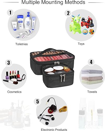 Miniatura 8 de Relavel Bolsas de maquillaje de viaje para artistas de maquillaje, paquete de 4 organizadores transparentes para cosméticos con cremallera, bolsa de