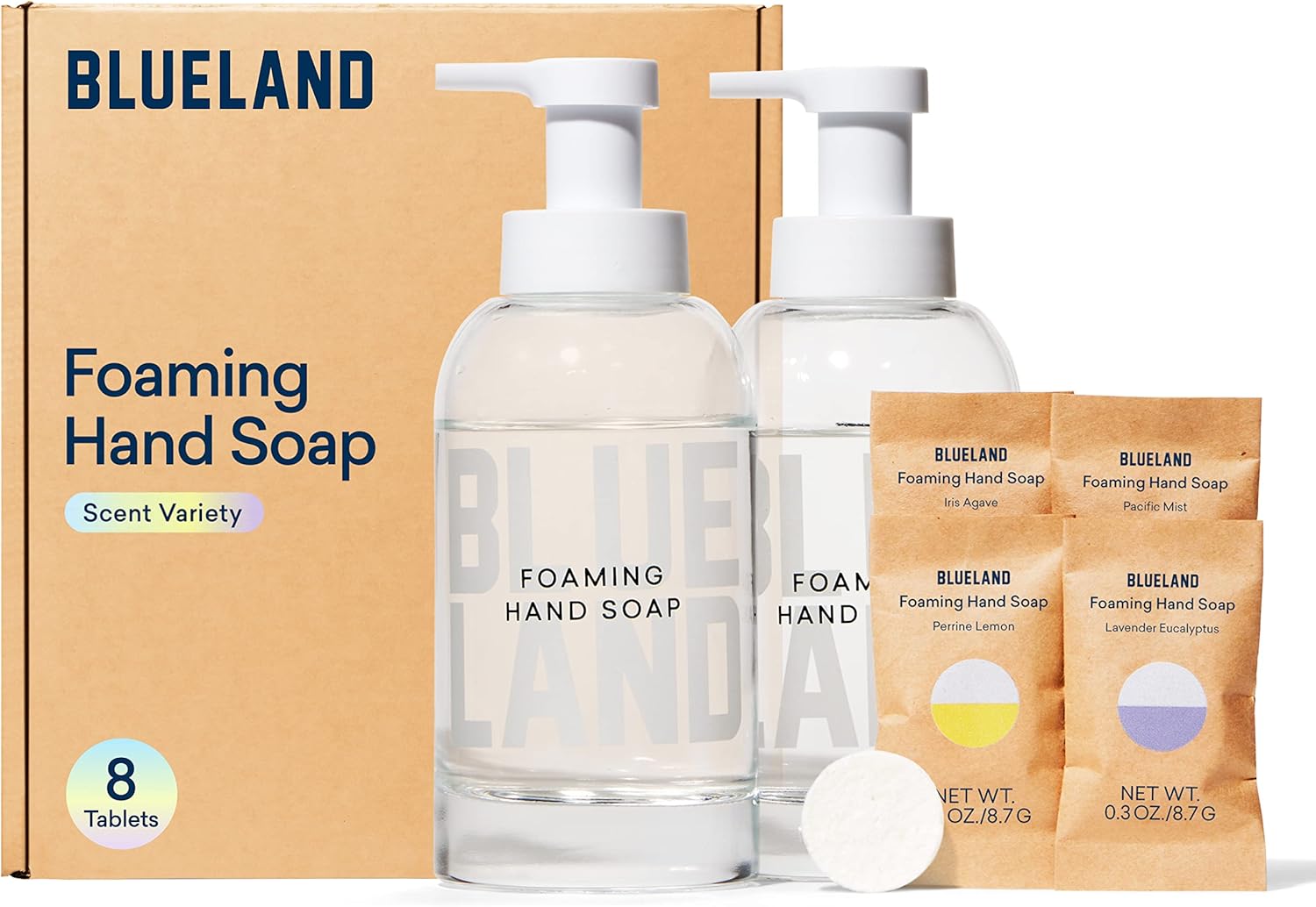 BLUELAND Hand Soap Duo 2 Refillable Glass Foaming Hand