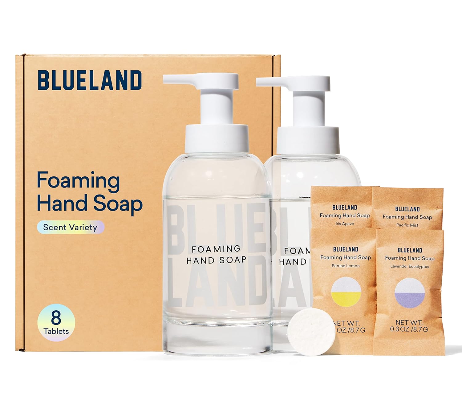 BLUELAND Hand Soap Duo 2 Refillable Glass Foaming Hand
