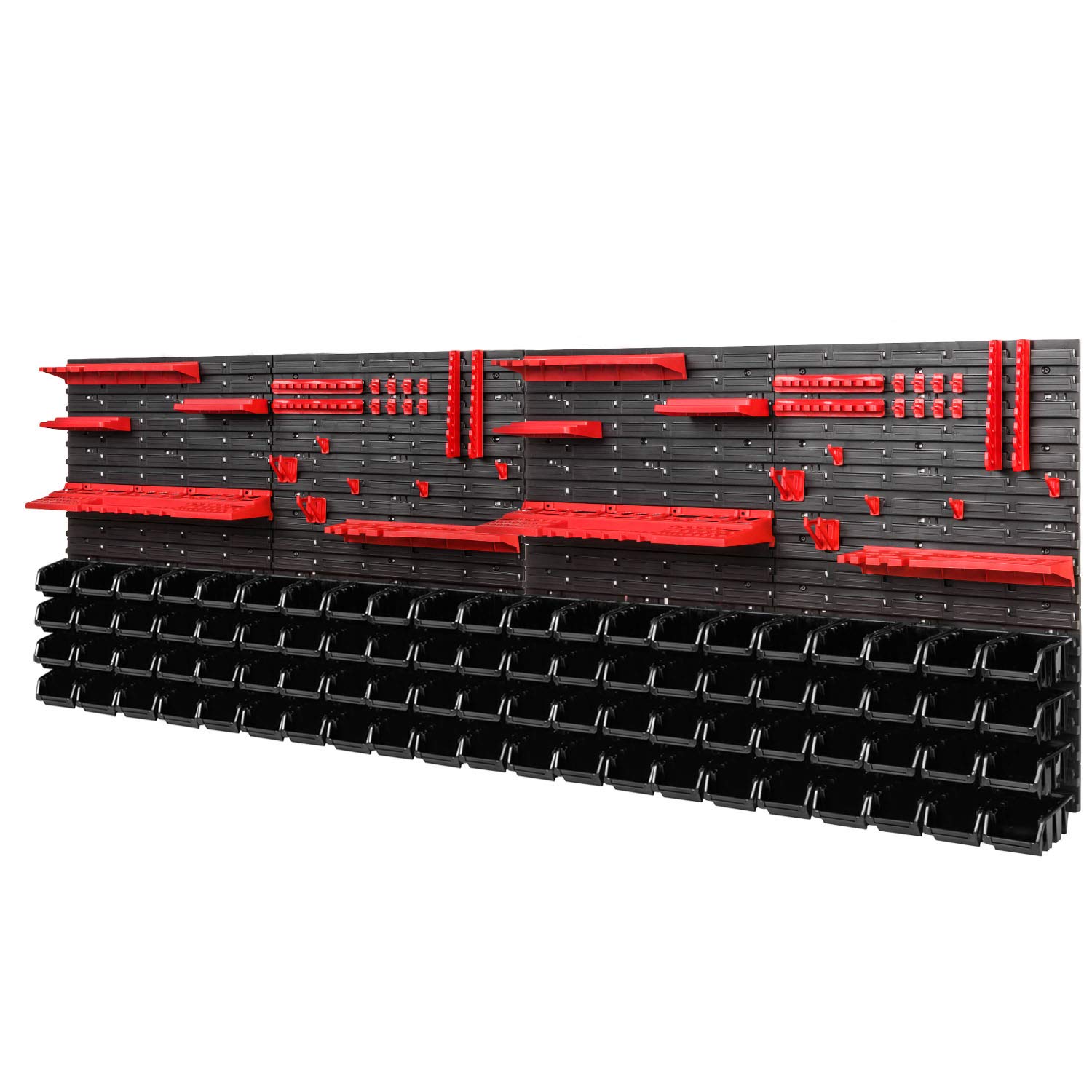 Tablica narzędziowa 2308 x 780 mm, ścianka warsztatowa do garażu, 84 kuwety czarne, uchwyty