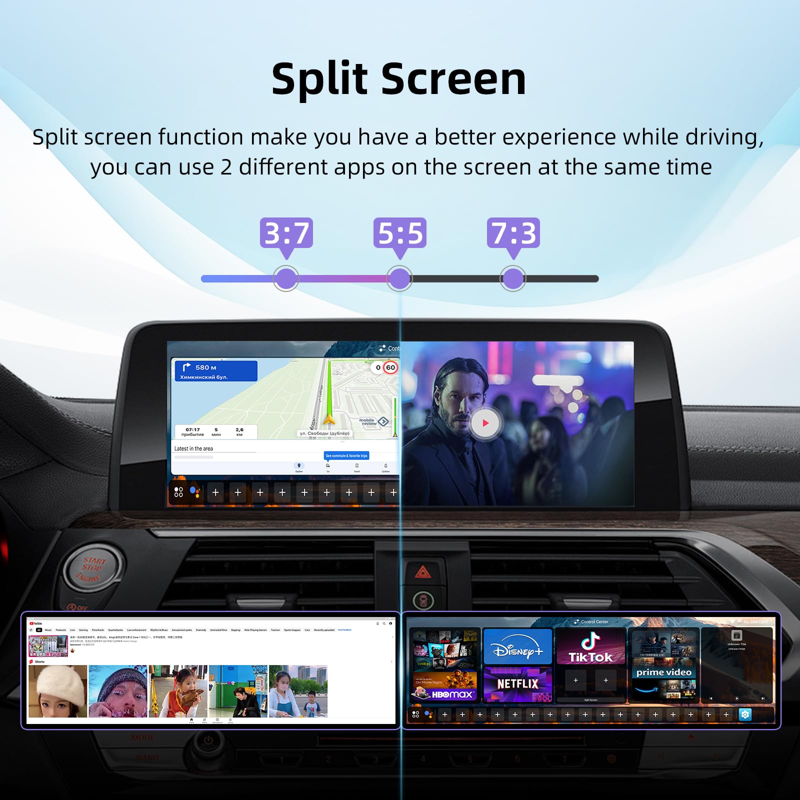 EZoneTronics bezprzewodowy adapter samochodowy CarPlay i Android do BMW 2018+ i innych pojazdów z bezprzewodowym systemem CarPlay, Android 13 Upgrade AI Box with 8G+128G, Netflix, YouTube, GPS, Dual